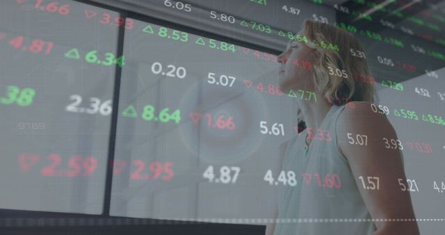 Business Woman Analyzing Stock Market Data with Digital Technology Overlay - Download Free Stock Images Pikwizard.com