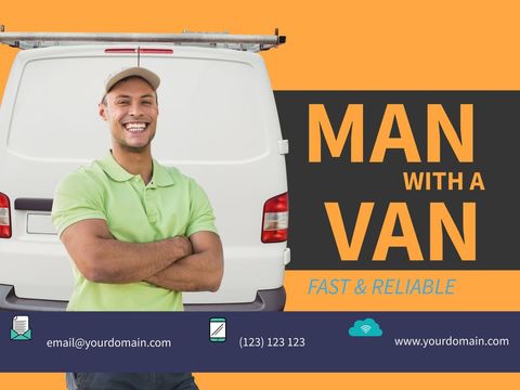 smiling delivery worker standing by van offering efficient services - Download Free Stock Templates Pikwizard.com