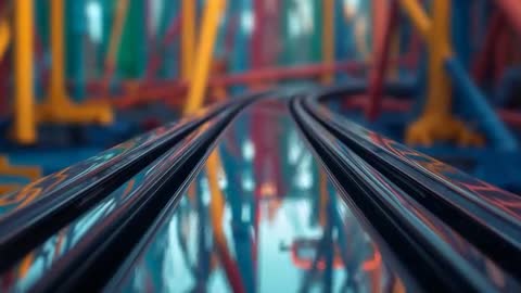 Dynamic Amusement Park Ride Tracks with Colorful Beams