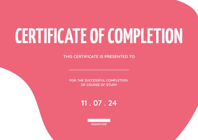 Modern Certificate of Completion Template with Bold Header - Download Free Stock Templates Pikwizard.com