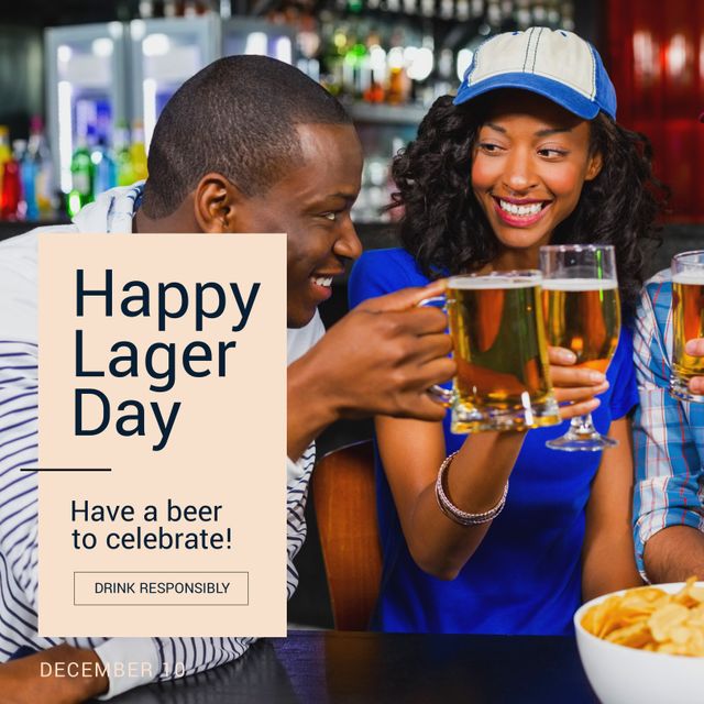 Happy Lager Day Celebration with Diverse People Toasting - Download Free Stock Templates Pikwizard.com