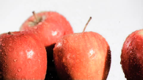 Fresh Red Apples with Water Droplets