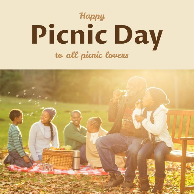 Happy Picnic Day Family Picnic in Park on Sunny Day - Download Free Stock Templates Pikwizard.com