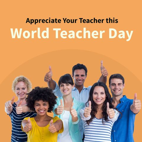 celebrating world teacher day with group cheer - Download Free Stock Templates Pikwizard.com