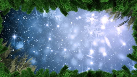 Festive Fir Frame Enclosing Sparkling Winter Wonderland