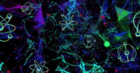 Spinning Atom Models and Digital Connections Cosmic Background - Download Free Stock Images Pikwizard.com
