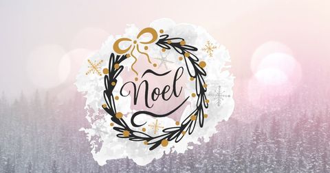 Festive Noel Wreath with Winter Wonderland Backdrop - Download Free Stock Images Pikwizard.com