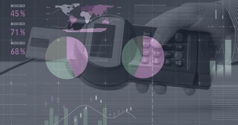 Wireless Payment Terminal with Graph Analysis Overlay - Download Free Stock Images Pikwizard.com