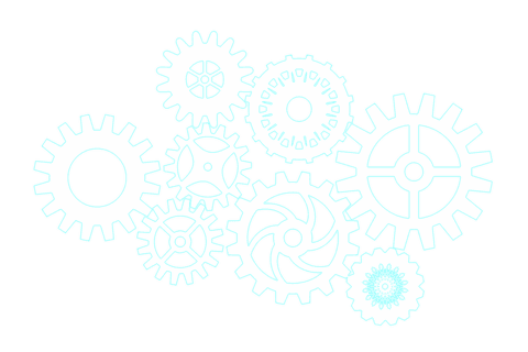 Blue cogwheels illustration on transparent background concept