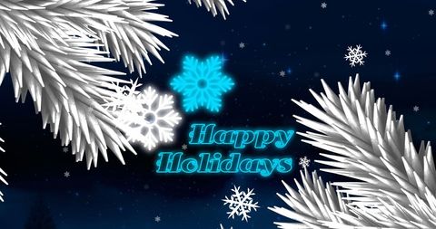 Festive Holiday Greeting with Snowflakes and Winter Pines
