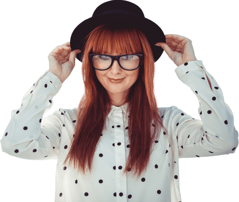 hipster woman adjusting hat with confident smile transparent png - Download Free Stock Videos Pikwizard.com