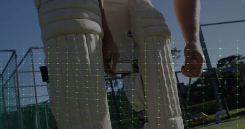 Cricket Player Wearing Pads with Superimposed Heart Rate Graph - Download Free Stock Images Pikwizard.com