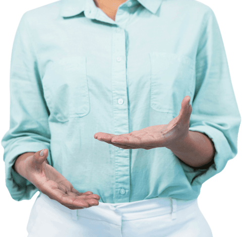 Businesswoman Gesturing in Turquoise Transparent Hands Focus - Download Free Stock Videos Pikwizard.com