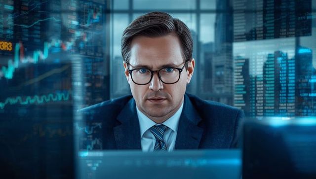 Focused Financial Analyst Evaluating Stock Market Polishing Trading Insights