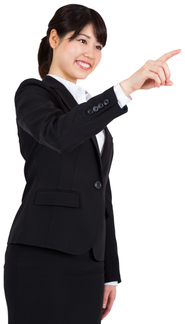 Transparent Businesswoman Pointing Confidently Wearing Suit - Download Free Stock Videos Pikwizard.com