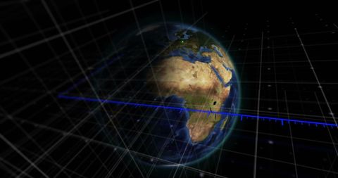 Rotating Earth with Grid Highlighting Global Connectivity - Download Free Stock Images Pikwizard.com
