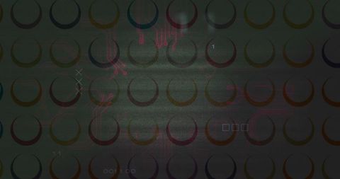 Futuristic cyberpunk glitch with semicircular patterns