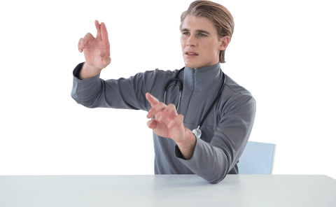 male doctor interacting with virtual interface transparent background - Download Free Stock Videos Pikwizard.com