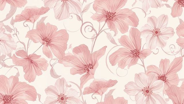 Delicate pink hand-drawn floral seamless pattern for wallpaper fabric and stationery
