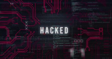 Hacked Digital Network Interface Highlighting Cybersecurity Threat