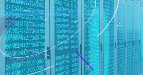 digital interface displaying data flow in server farm - Download Free Stock Images Pikwizard.com