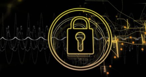 Digital Security Concept with Lock and Abstract Data Connections