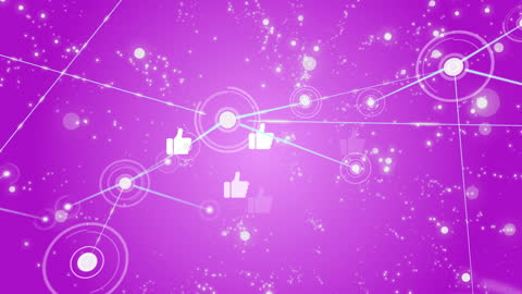 Futuristic Social Media Network with Digital Connections on Purple Background