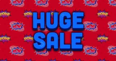 huge sale comic style banner blue 3d text - Download Free Stock Images Pikwizard.com