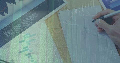 Hand Sketching Data on Chart in Professional Workspace Environment