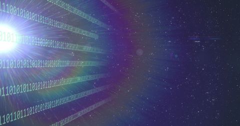 Binary Code Flowing Through Space with Radiating Light - Download Free Stock Images Pikwizard.com