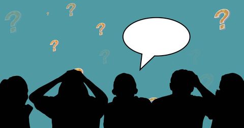 Silhouettes Discussing Ideas with Speech Bubble - Download Free Stock Images Pikwizard.com