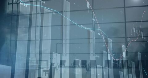 Data analysis overlay with busy office environment
