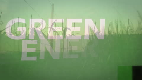 Green Energy Concept with Sunlit Grass and Sky Overlay Text