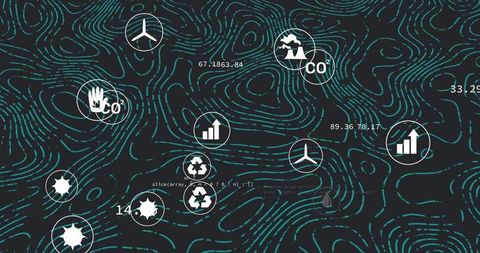 Digital Ecology Icons on Geometric Wave Background - Download Free Stock Images Pikwizard.com