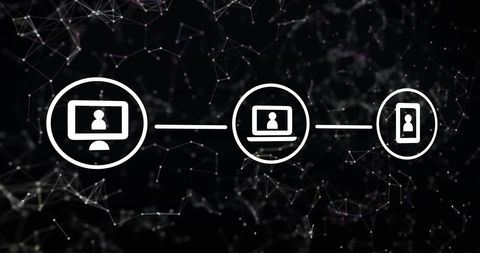 Abstract Connections and Network Icons on Dark Background - Download Free Stock Images Pikwizard.com
