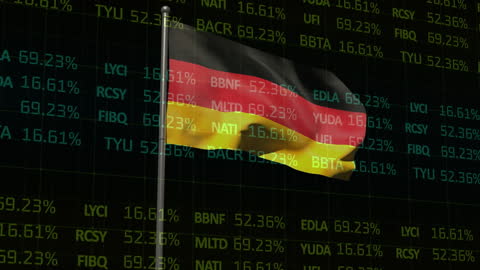 German Flag with Stock Prices and Data Animation