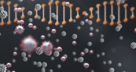 Abstract representation of virus cells with dna structure
