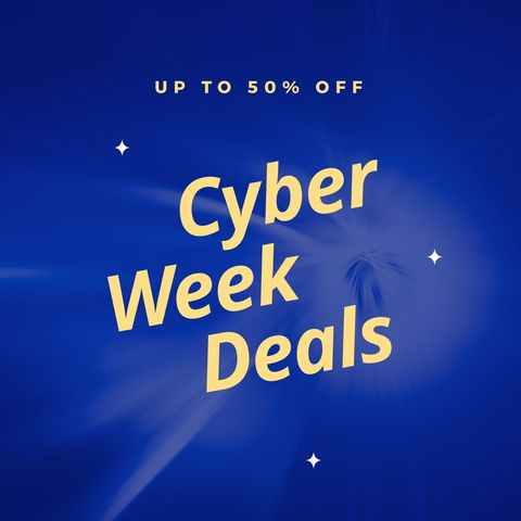 Cyber Week Deals on Blue Background with Sales Offer - Download Free Stock Templates Pikwizard.com