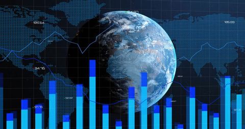 Global Finance Concept with Data Overlay and Earth Visualization - Download Free Stock Images Pikwizard.com