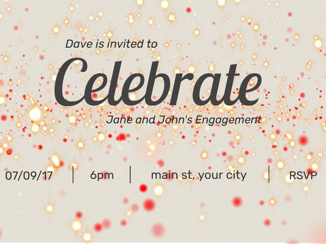 Engagement Celebration Invitation with Sparkling Confetti and Warm Colors - Download Free Stock Templates Pikwizard.com