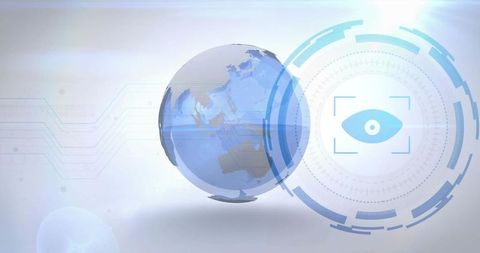 Floating 3d globe with futuristic circular hud and global data visualization