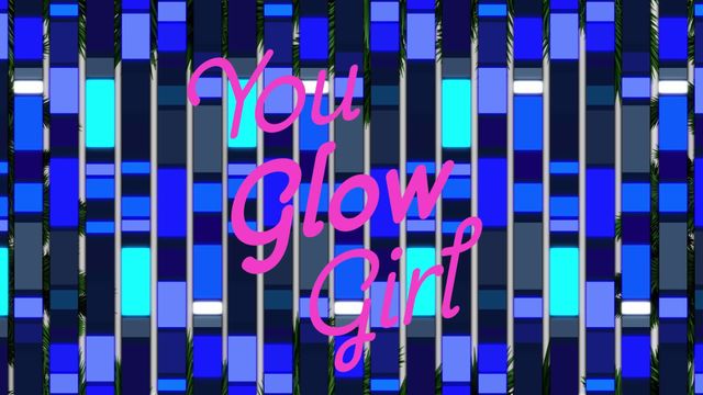 Dynamic neon-themed design with empowering text 'You Glow Girl' against glowing blue textures. Suitable for birthday greetings, motivational events, social media posts, and professional slideshows to create an uplifting and celebratory atmosphere, attracting those who seek both inspiration and visual energy in any presentation or announcement.