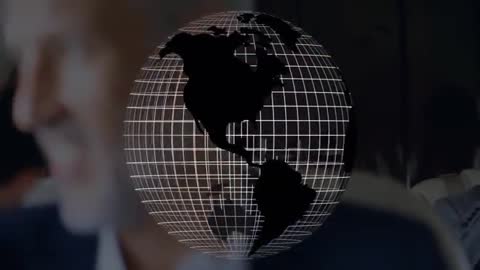 Business Professionals Presenting Futuristic Digital Globe