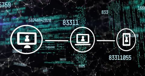 Data Processing Over Network with Technology Icons - Download Free Stock Images Pikwizard.com