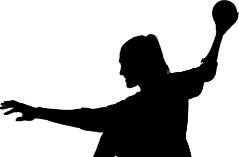 Transparent Female Handball Player in Action Silhouette