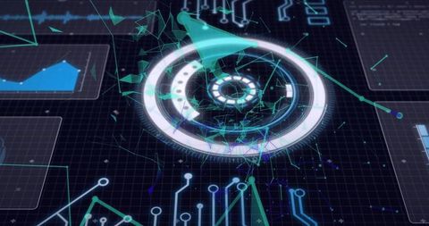 Abstract Digital Interface with Circular Graphic and Data Visualization - Download Free Stock Images Pikwizard.com