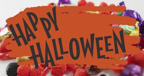 Halloween Celebration with Creepy Candy and Bats Banner