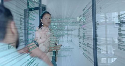 Business Team Collaborating with Futuristic Digital Overlay Technology