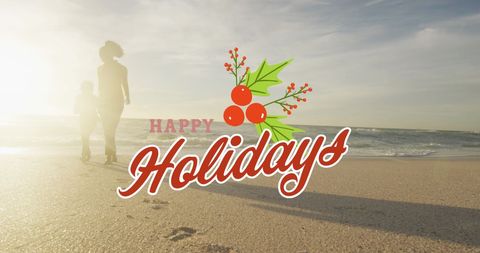 Happy Holidays on Tropical Beach with Mother and Daughter - Download Free Stock Images Pikwizard.com