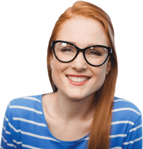 transparent smiling young woman in striped shirt wearing glasses - Download Free Stock Videos Pikwizard.com